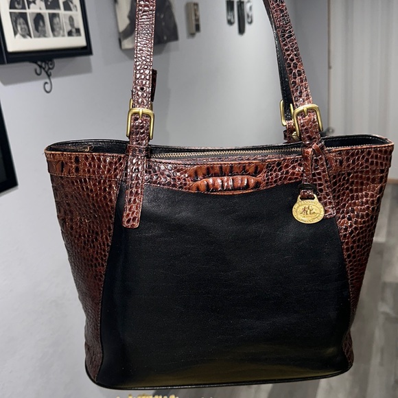 Brahmin Bags Brahmin Tuscan Black Leather Brown Alligator Shoulder